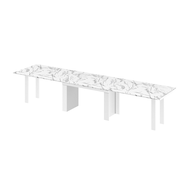 Stół rozkłady MAGRO 170 - Wariant Kolorystyczny: Marble White HG+Biały HG - Hubertus